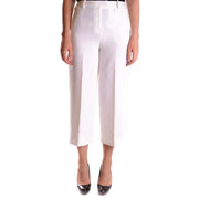 Weiße, hochgeschnittene Stretch-Hose von Michael Kors für Damen mit Reißverschluss und Knopfverschluss in elegantem, tailliertem Schnitt