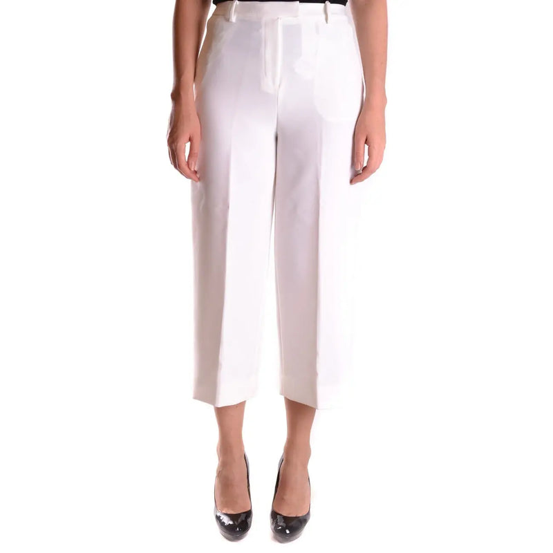 Weiße, hochgeschnittene Stretch-Hose von Michael Kors für Damen mit Reißverschluss und Knopfverschluss in elegantem, tailliertem Schnitt