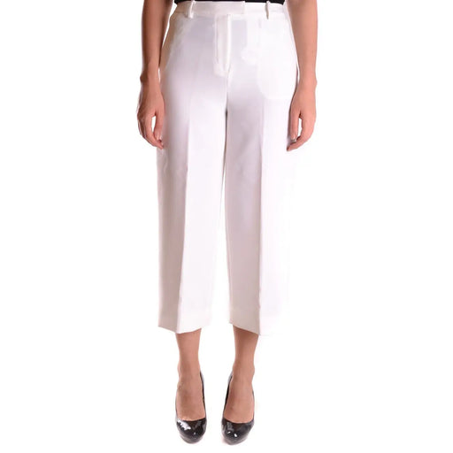 Weiße, hochgeschnittene Stretch-Hose von Michael Kors für Damen mit Reißverschluss und Knopfverschluss in elegantem, tailliertem Schnitt