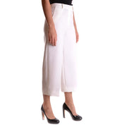 Weiße, hochgeschnittene Cropped-Hose von Michael Kors mit Reißverschluss und Knopfverschluss sowie tailliertem Stretchmaterial