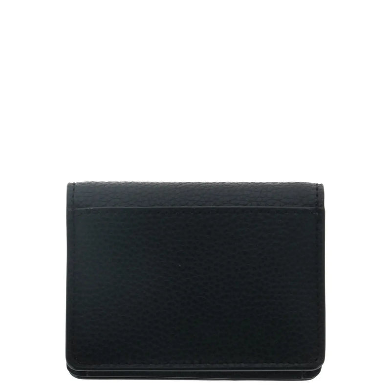 Schwarze, genarbte Michael Kors Damen-Geldbörse aus Leder mit präzisen Nähten und Druckknöpfen, 10,5 x 8 x 3 cm