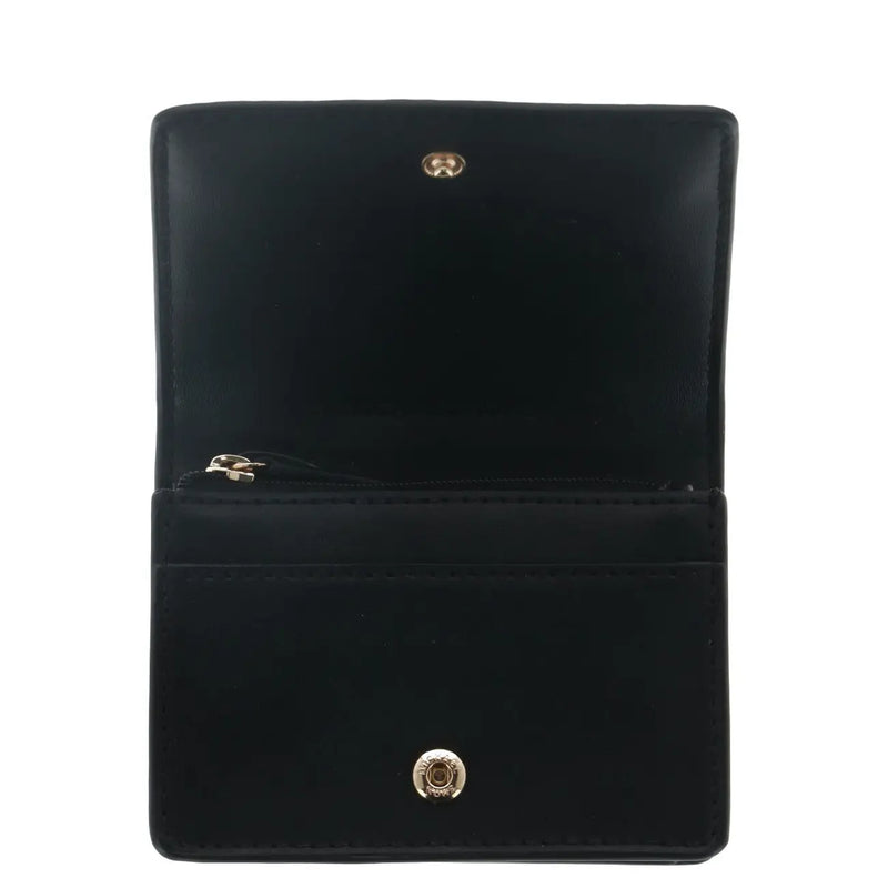 Schwarze Samt-Damengeldbörse von Michael Kors mit goldfarbenen Beschlägen und Reißverschluss, Maße: 10,5 x 8 x 3 cm