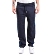 Missoni Herren-Hose aus blauer Viskose in regulärer Passform mit marineblauen Jogginghosen, leuchtend blauen gemusterten Seiteneinsätzen und Kordelzugbund