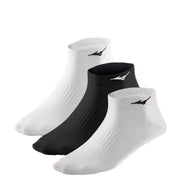 Dreierpack weiße Mizuno Herren-Sportsocken für alle Jahreszeiten mit gerippter Struktur und Logo