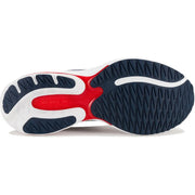 Mizuno Herren-Sneaker in Blau mit auffälliger rot-weiß-blauer Sohle und strukturiertem Profil für sportliche Aktivitäten