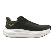 Schwarze Mizuno Herren-Sneaker mit grüner Sohle, sportliches Material und goldenem Logo