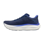 Marineblaue und violette Mizuno Herren-Sneaker mit weißer Zwischensohle, sportliche Schnürschuhe