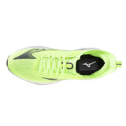 Leuchtend neongrüne Mizuno Herren-Sneaker mit schwarzen Akzenten, atmungsaktivem Mesh-Obermaterial und gelbem Sportmaterial
