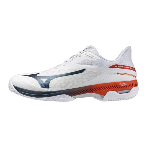 Mizuno Herren-Sportsneaker, weiß, aus einem Materialmix mit marineblauen und orangen Akzenten, Tennisschuh