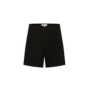 Morgan De Toi Schwarze, hochgeschnittene Damenshorts aus Polyester-Mischgewebe mit aufgesetzten Vordertaschen.