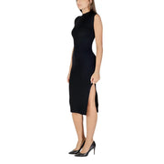 Sleeveless black mock-neck midi dress with side slit from Morgan De Toi Fall Winter collection