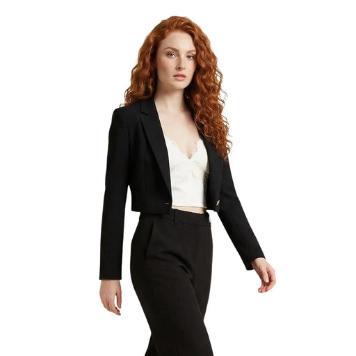 Morgan De Toi black tailored blazer with sleek modern cut and lapel detailing
