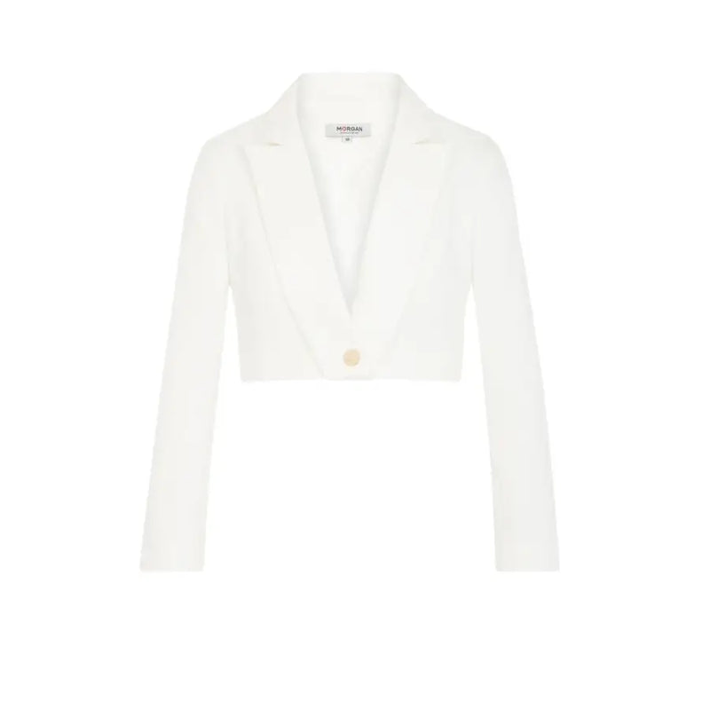 Morgan De Toi weißer, kurzer Blazer mit einem Knopf und fallendem Revers