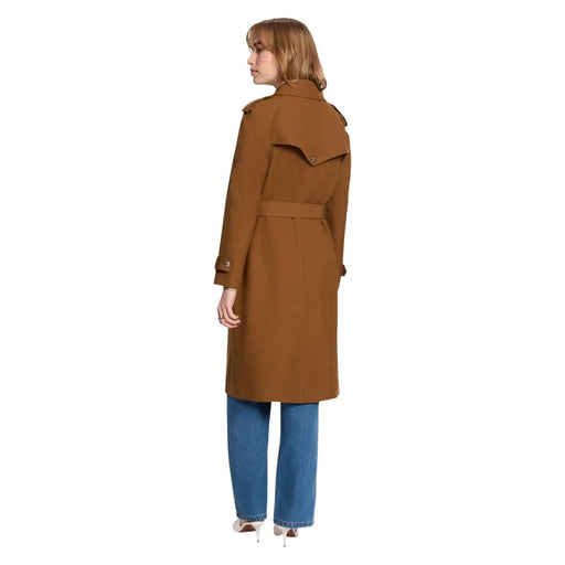 Morgan de toi Beigefarbener Damenblazer aus Polyestergemisch im Stil eines klassischen braunen Trenchcoats mit Gürtel in der Taille und Schulterklappen