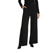 Morgan De Toi Schwarze Damen-Polyesterhose mit weitem Bein, taillierter Passform und dezenten Seitentaschen