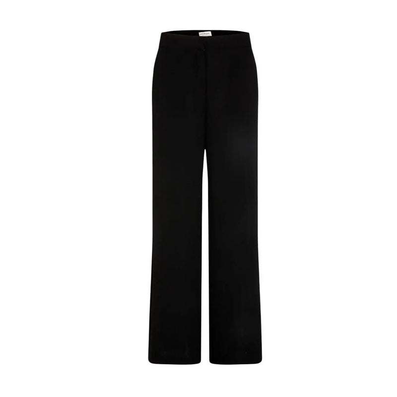 Morgan De Toi Schwarze, hochgeschnittene Damenhose aus Polyester mit weitem Bein, Taschen und schlichtem, minimalistischem Design