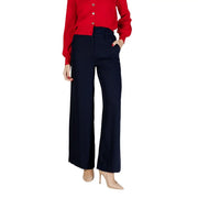 Marineblaue Hose mit weitem Bein Morgan De Toi Damenhose mit geraden Vordertaschen aus Polyestergewebe
