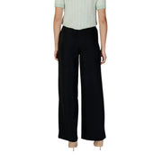 Morgan de toi Schwarze Damenhose aus Polyester mit weitem Bein, elegantem Schnitt, Reißverschluss und Knopfverschluss