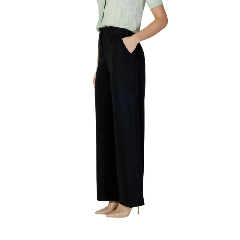 Morgan De Toi Schwarze Damenhose aus Polyester mit weitem Bein, taillierter Passform und dezenten Seitennähten