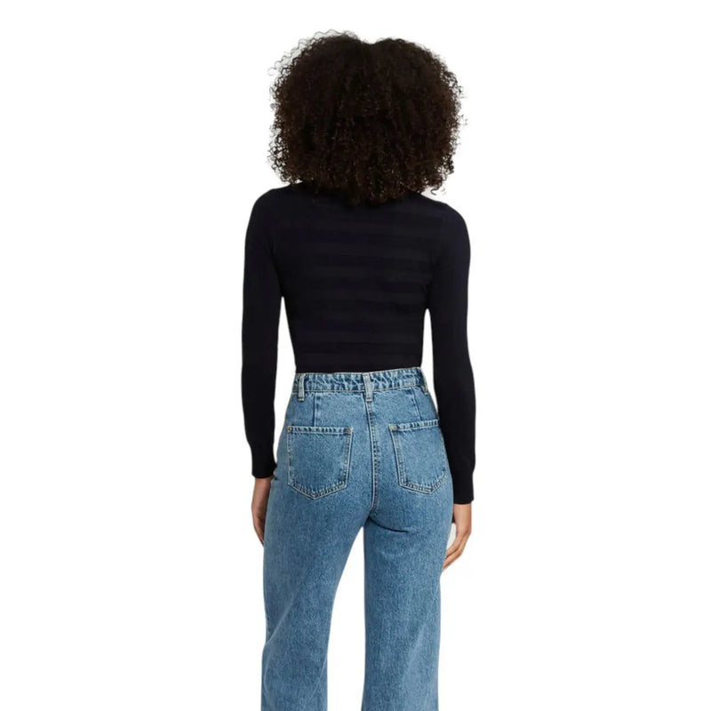 Morgan De Toi Schwarzer, gerippter Damen-Rollkragenpullover mit langen Ärmeln aus Viskose für stilvolle Lagenlooks