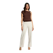 Morgan De Toi Damen braune Strickbekleidung ärmellos top mit braunem One-Shoulder-Design und dezenter Schulterverzierung