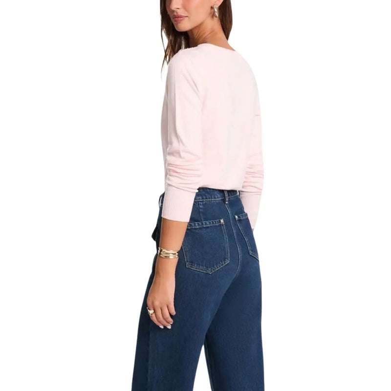 Morgan De Toi Damen-Strickpullover in zartem Rosa, langärmelig top Viskosemischung mit gerafften Ärmeln