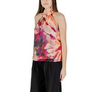 A Morgan De Toi ärmelloses lila Neckholder-Kleid für Damen top in leuchtendem Orange, Rosa und Lila, seidenähnlichem Stoff