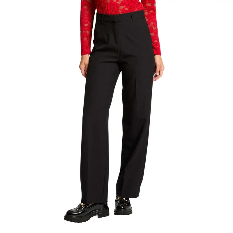 Schwarze, hochgeschnittene Hose mit geradem Bein von Morgan De Toi aus Polyester-Elastan mit taillierter Passform