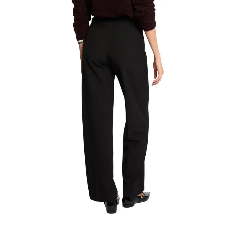Morgan de toi Schwarze Damenhose aus Polyester-Elastan mit elegantem, tailliertem Schnitt und weitem Bein