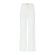 Weiße, hochgeschnittene Hose mit weitem Bein von morgan de toi mit Reißverschluss vorne und Taschen im minimalistischen Design