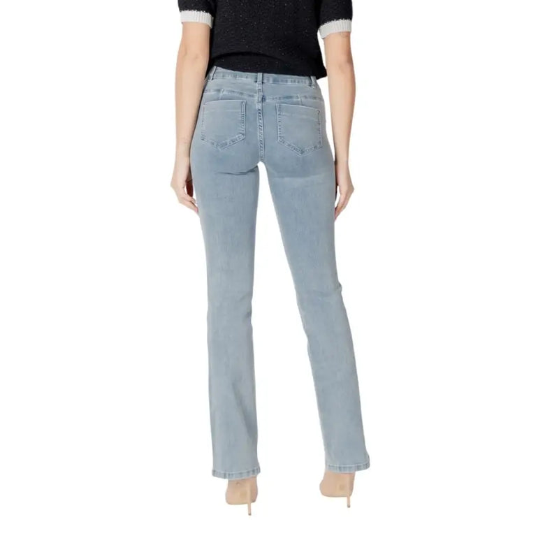 Morgan De Toi Damen-Jeans aus hellblauer Baumwolle mit geradem Bein und ausgestelltem Schnitt