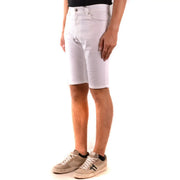 Moschino Weiße Baumwollshorts für Damen mit fünf Taschen und Knopfverschluss, Vorderansicht
