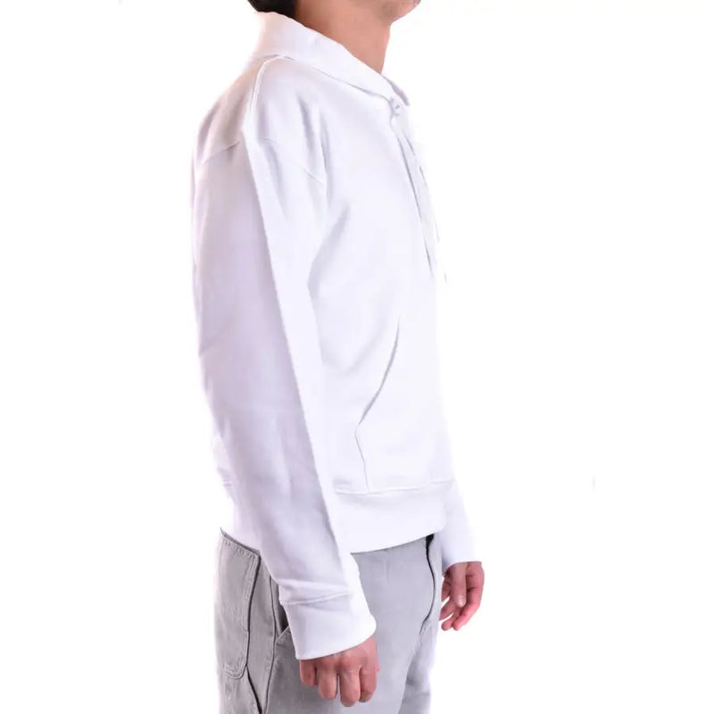 Weißer Moschino Herren-Hoodie aus Baumwolle mit klassischem, minimalistischem Design und gerippten Bündchen