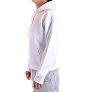 Moschino Herren-Hoodie aus weißer Baumwolle mit dezentem, goldfarbenem Sticklogo auf Brust und Rundhalsausschnitt