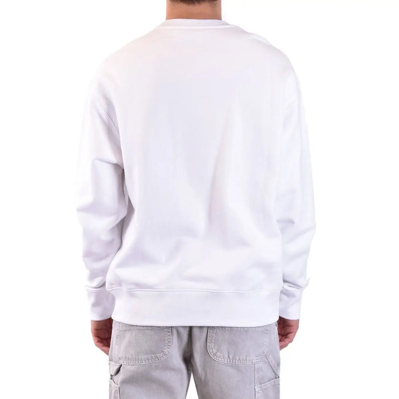 Moschino men sweatshirt white cotton crewneck with soft smooth fabric and clean minimalist design