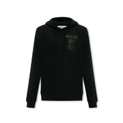 Schwarz Moschino Baumwoll-Hoodie mit dezent gesticktem Bärenlogo auf der Brust für Herren, Freizeitkleidung