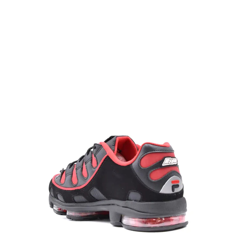 MSGM Herren-Sneaker aus schwarzem Leder und Nylon mit transparenten Luftpolstern in Schwarz und Rot fila Design für die Verwendung im Herbst und Winter