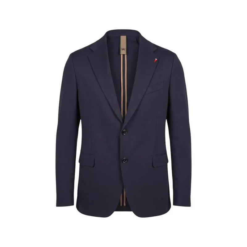 Mulish Herren-Anzugblazer aus blauem Baumwollmischgewebe mit Leopardenmuster, schwarzen Knöpfen und dezent gestreiftem Innenfutter