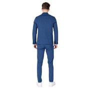 Mulish Herrenanzug aus blauer Baumwolle mit Nadelstreifen, schmal geschnitten, tailliert, mit passender Hose, Vorderansicht
