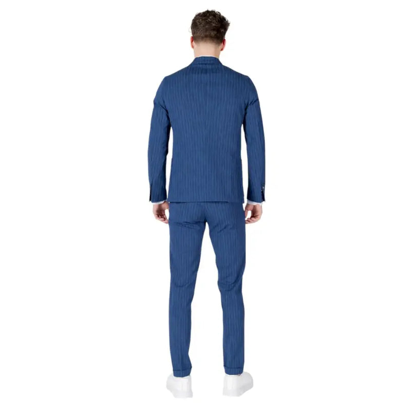 Mulish Herrenanzug aus blauer Baumwolle mit Nadelstreifen, schmal geschnitten, tailliert, mit passender Hose, Vorderansicht
