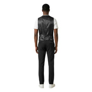 Mulish Herrenanzug, schwarzer Slim-Fit-Weste aus Polyester-Viskose mit elegantem, tailliertem Schnitt und zentraler Gürtelschnalle