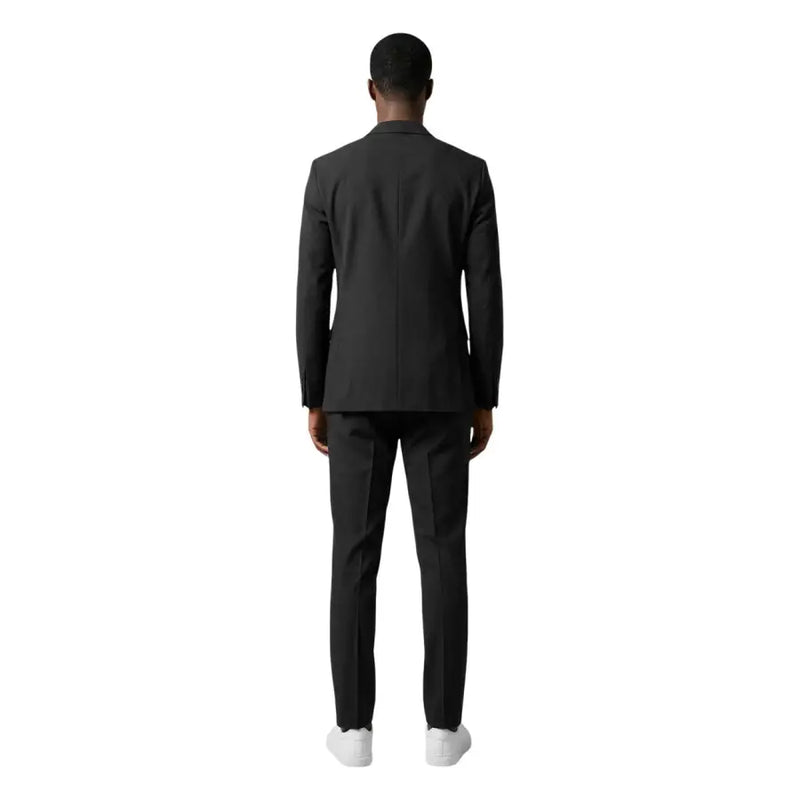 Mulish Schwarzer Herrenanzug, schmal geschnitten, tailliertes Sakko mit elegantem, modernem Schnitt und dezent strukturiertem Polyester-Viskose-Gewebe
