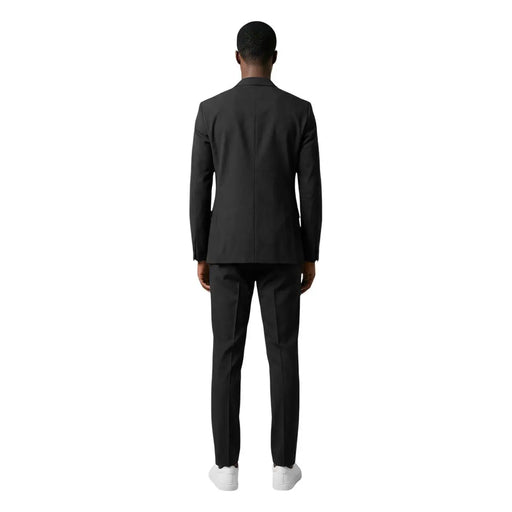 Mulish men suit black slim fit tailored jacket with sleek modern cut and subtle textured polyester viscose fabric