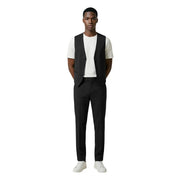 Mulish men suit black slim fit tailored waistcoat with sleek modern design and subtle button detailing in polyester viscose