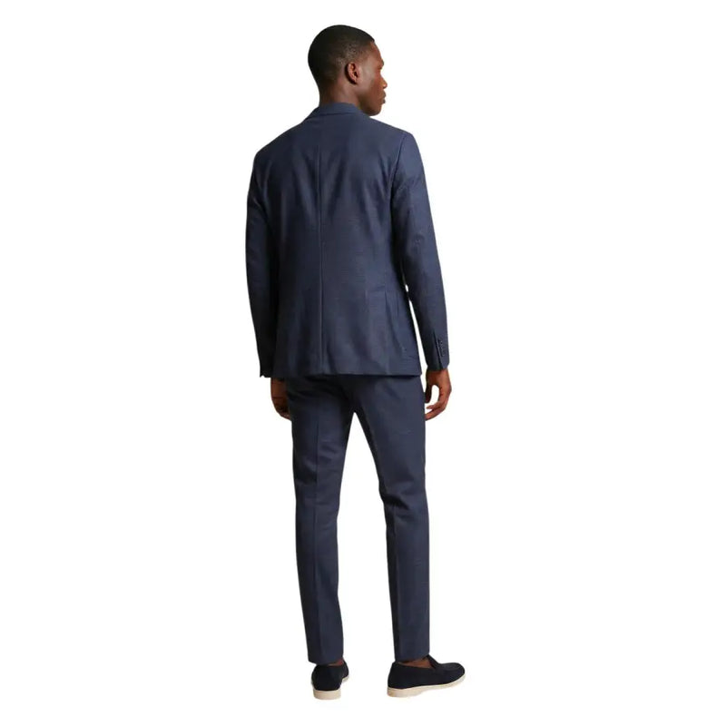 Mulish Herrenanzug, blau, V-Ausschnitt, Revers, Polyester-Mischgewebe, Giorgione-AB, marineblau, tailliert, klassisch geschnitten mit dezenter Struktur