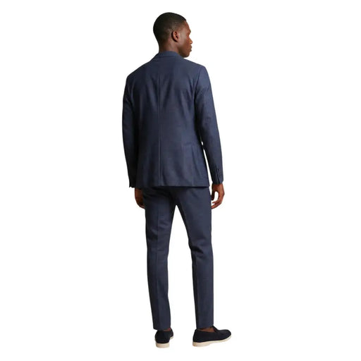 Mulish Herrenanzug, blau, V-Ausschnitt, Revers, Polyester-Mischgewebe, Giorgione-AB, marineblau, tailliert, klassisch geschnitten mit dezenter Struktur