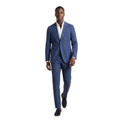 A tailored mulish men suit light blue pinstripe polyester carducci with fine vertical stripes and classic two-button design