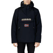 Napapijri navy blue anorak jacket with hood and norwegian flag patch.