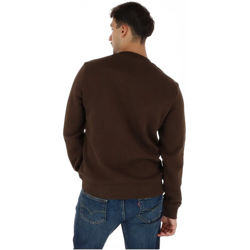 Napapijri Braunes Herren-Sweatshirt aus Baumwolle mit Rundhalsausschnitt, gerippten Bündchen und Saum für die Freizeit.