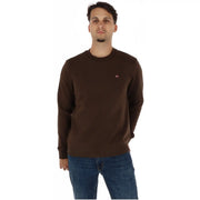 Napapijri Herren-Sweatshirt aus brauner Baumwolle mit Rundhalsausschnitt und kleinem gesticktem Logo auf der linken Brust, lange Ärmel